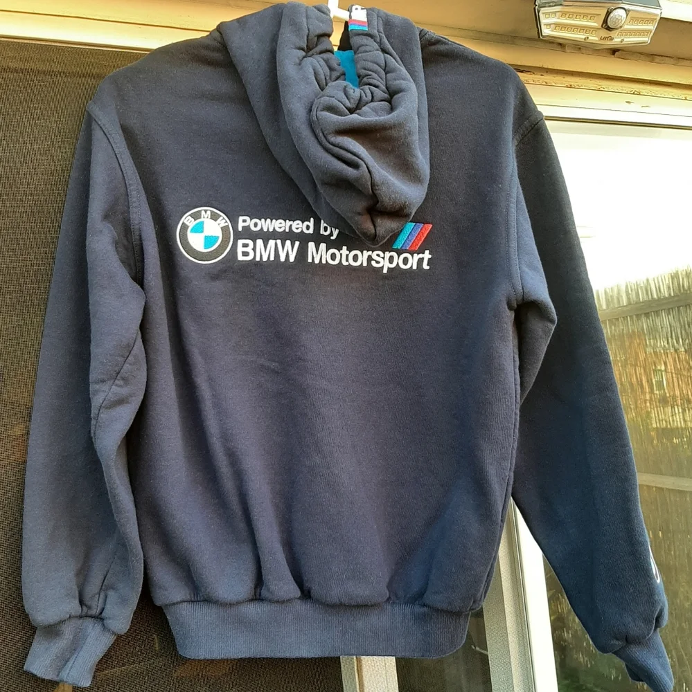 BMW sweater with hoodie Navy Blue Size S - Picture 3 of 7